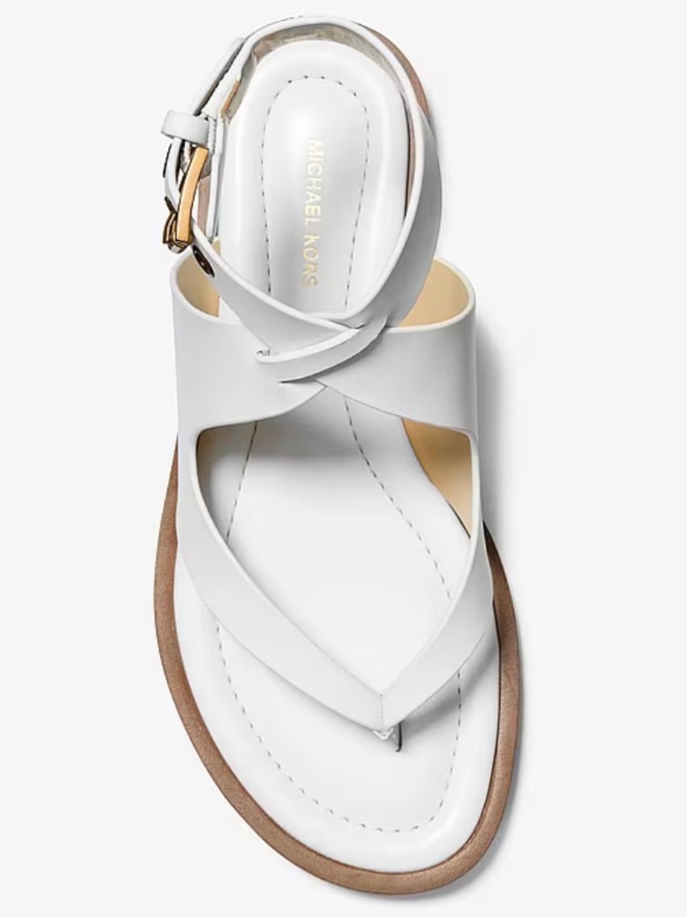 Michael Kors Women's Off White Leather Ankle Strap Sandals